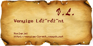 Venyige Lóránt névjegykártya